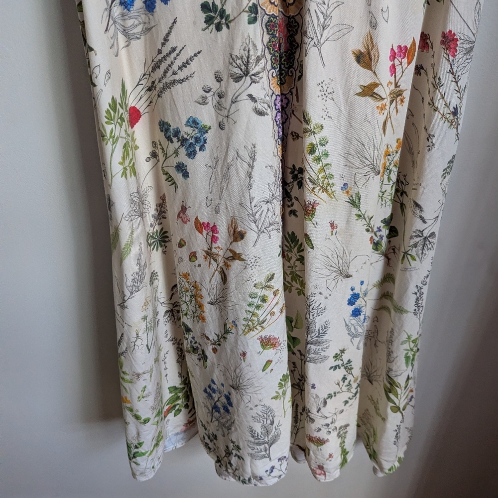 ANTHROPOLOGIE Cream Donna Indian Floral Leaves Bohemian Midi Dress Size Large - Picture 5 of 15